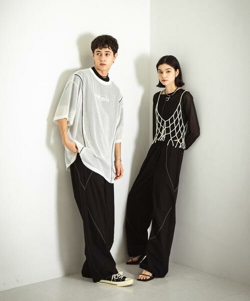 SENSE OF PLACE by URBAN RESEARCH / センスオブプレイス バイ アーバンリサーチ その他パンツ | 『ユニセックス』『セットアップ対応』 ブロックドトラックワイドパンツ | 詳細4