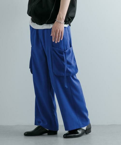 SENSE OF PLACE by URBAN RESEARCH / センスオブプレイス バイ アーバンリサーチ その他パンツ | 『セットアップ対応』 リネンライクサイドポケットワイドパンツ(ブルー)