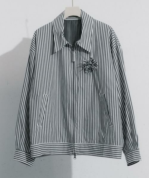SENSE OF PLACE by URBAN RESEARCH / センスオブプレイス バイ アーバンリサーチ ブルゾン | hxcyyd × SOP　ストライプフラワーコサージュシャツブルゾン(UNISEX) | 詳細11