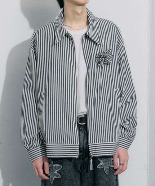 SENSE OF PLACE by URBAN RESEARCH / センスオブプレイス バイ アーバンリサーチ ブルゾン | hxcyyd × SOP　ストライプフラワーコサージュシャツブルゾン(UNISEX) | 詳細12