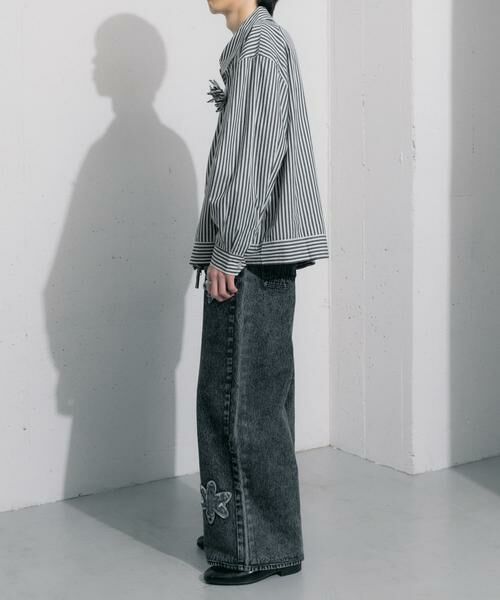 SENSE OF PLACE by URBAN RESEARCH / センスオブプレイス バイ アーバンリサーチ ブルゾン | hxcyyd × SOP　ストライプフラワーコサージュシャツブルゾン(UNISEX) | 詳細16