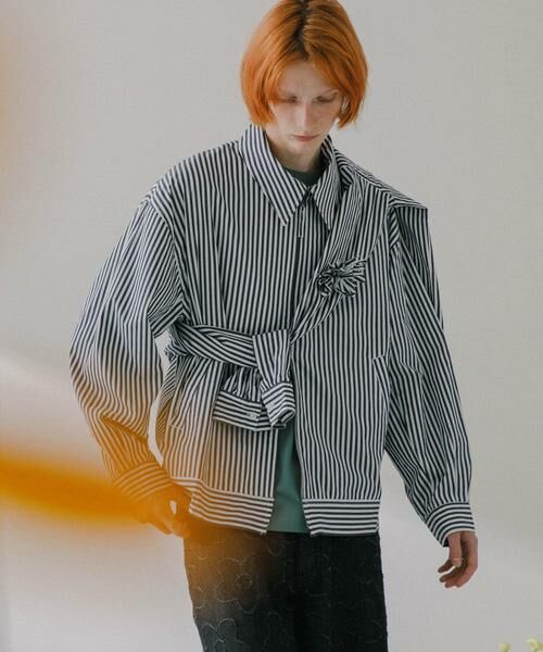 SENSE OF PLACE by URBAN RESEARCH / センスオブプレイス バイ アーバンリサーチ ブルゾン | hxcyyd × SOP　ストライプフラワーコサージュシャツブルゾン(UNISEX) | 詳細2