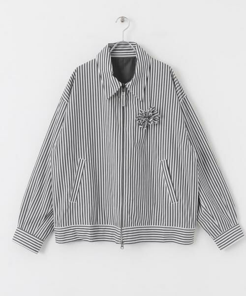 SENSE OF PLACE by URBAN RESEARCH / センスオブプレイス バイ アーバンリサーチ ブルゾン | hxcyyd × SOP　ストライプフラワーコサージュシャツブルゾン(UNISEX) | 詳細24