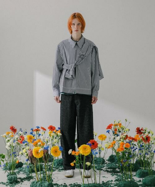 SENSE OF PLACE by URBAN RESEARCH / センスオブプレイス バイ アーバンリサーチ ブルゾン | hxcyyd × SOP　ストライプフラワーコサージュシャツブルゾン(UNISEX) | 詳細6