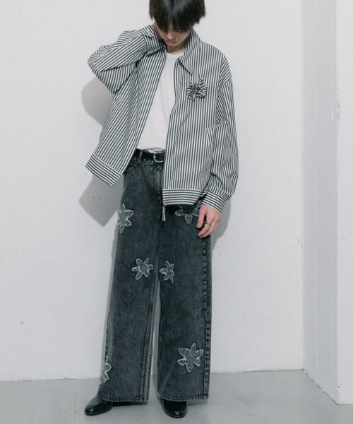 SENSE OF PLACE by URBAN RESEARCH / センスオブプレイス バイ アーバンリサーチ ブルゾン | hxcyyd × SOP　ストライプフラワーコサージュシャツブルゾン(UNISEX) | 詳細9