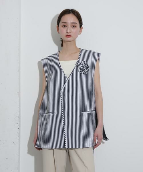 SENSE OF PLACE by URBAN RESEARCH / センスオブプレイス バイ アーバンリサーチ ベスト | hxcyyd × SOP　ストライプフラワーコサージュシャツベスト(UNISEX) | 詳細14