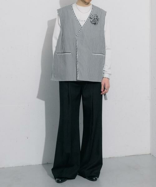 SENSE OF PLACE by URBAN RESEARCH / センスオブプレイス バイ アーバンリサーチ ベスト | hxcyyd × SOP　ストライプフラワーコサージュシャツベスト(UNISEX) | 詳細20