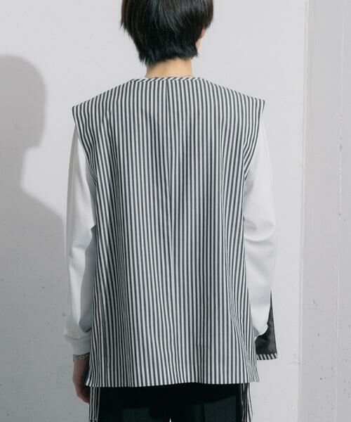 SENSE OF PLACE by URBAN RESEARCH / センスオブプレイス バイ アーバンリサーチ ベスト | hxcyyd × SOP　ストライプフラワーコサージュシャツベスト(UNISEX) | 詳細25