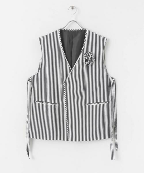 SENSE OF PLACE by URBAN RESEARCH / センスオブプレイス バイ アーバンリサーチ ベスト | hxcyyd × SOP　ストライプフラワーコサージュシャツベスト(UNISEX) | 詳細26