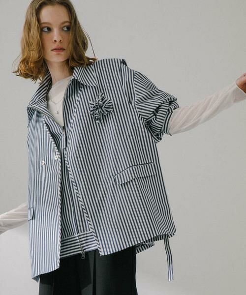 SENSE OF PLACE by URBAN RESEARCH / センスオブプレイス バイ アーバンリサーチ ベスト | hxcyyd × SOP　ストライプフラワーコサージュシャツベスト(UNISEX) | 詳細3