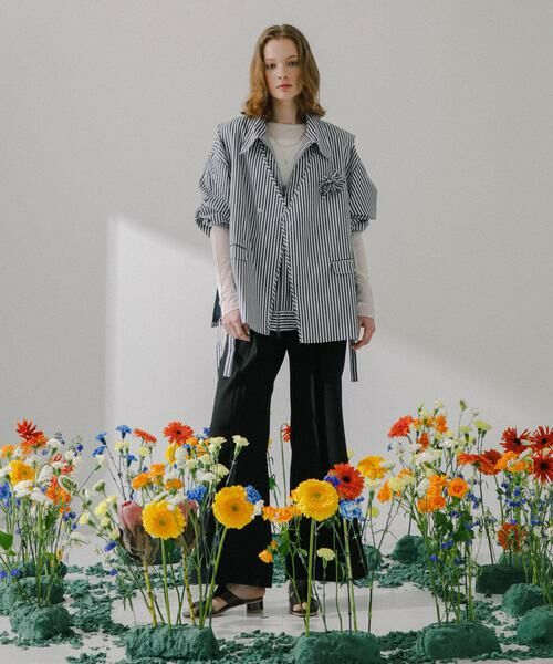 SENSE OF PLACE by URBAN RESEARCH / センスオブプレイス バイ アーバンリサーチ ベスト | hxcyyd × SOP　ストライプフラワーコサージュシャツベスト(UNISEX) | 詳細5