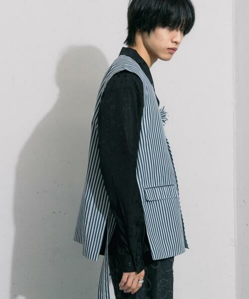 SENSE OF PLACE by URBAN RESEARCH / センスオブプレイス バイ アーバンリサーチ ベスト | hxcyyd × SOP　ストライプフラワーコサージュシャツベスト(UNISEX) | 詳細8