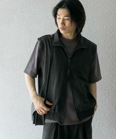 SENSE OF PLACE by URBAN RESEARCH / センスオブプレイス バイ アーバンリサーチ ベスト | 『イージーケア/セットアップ対応』リネンライクスタンドカラーWジップベスト