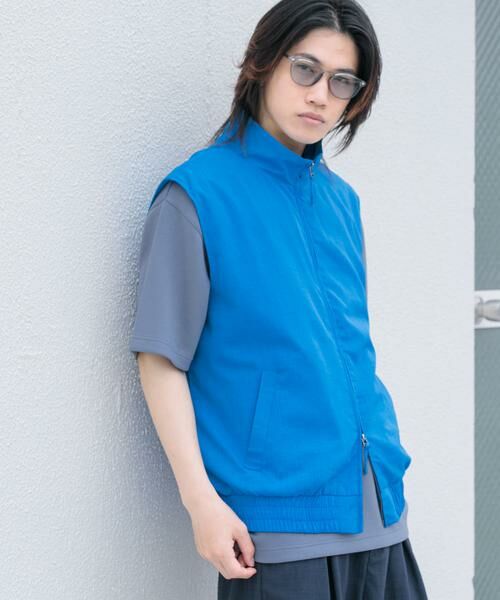 SENSE OF PLACE by URBAN RESEARCH / センスオブプレイス バイ アーバンリサーチ ベスト | 『イージーケア/セットアップ対応』リネンライクスタンドカラーWジップベスト | 詳細1