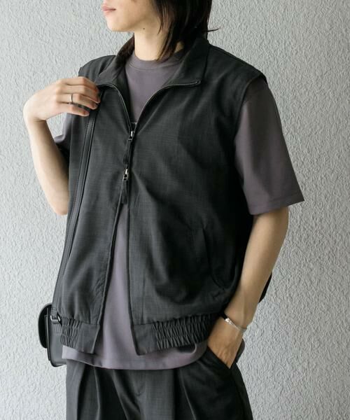 SENSE OF PLACE by URBAN RESEARCH / センスオブプレイス バイ アーバンリサーチ ベスト | 『イージーケア/セットアップ対応』リネンライクスタンドカラーWジップベスト | 詳細27