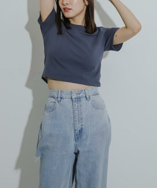 SENSE OF PLACE by URBAN RESEARCH / センスオブプレイス バイ アーバンリサーチ Tシャツ | クロップドTシャツ(半袖)(ネイビー)