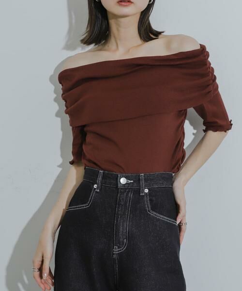 SENSE OF PLACE by URBAN RESEARCH / センスオブプレイス バイ アーバンリサーチ Tシャツ | シャーリングオフショルダーシアートップ | 詳細3