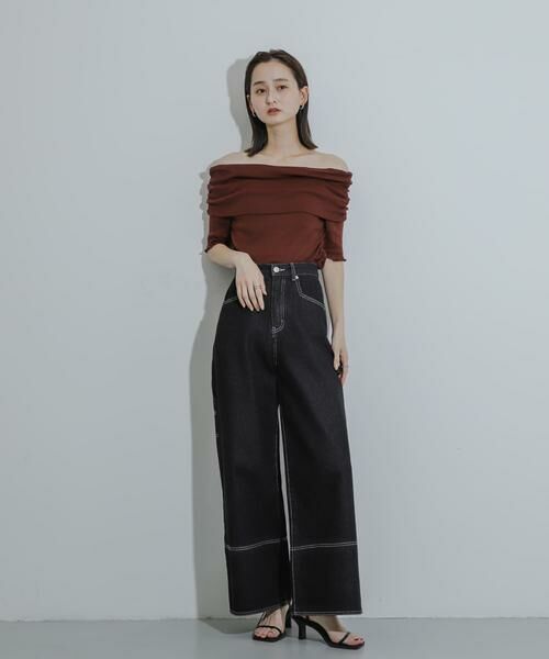 SENSE OF PLACE by URBAN RESEARCH / センスオブプレイス バイ アーバンリサーチ Tシャツ | シャーリングオフショルダーシアートップ | 詳細5