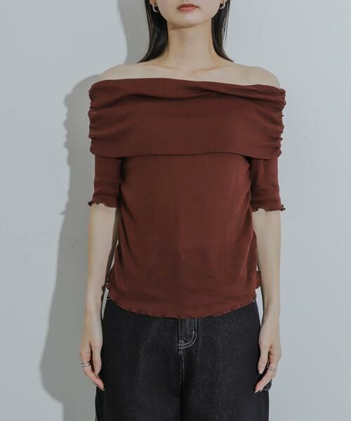 SENSE OF PLACE by URBAN RESEARCH / センスオブプレイス バイ アーバンリサーチ Tシャツ | シャーリングオフショルダーシアートップ | 詳細7