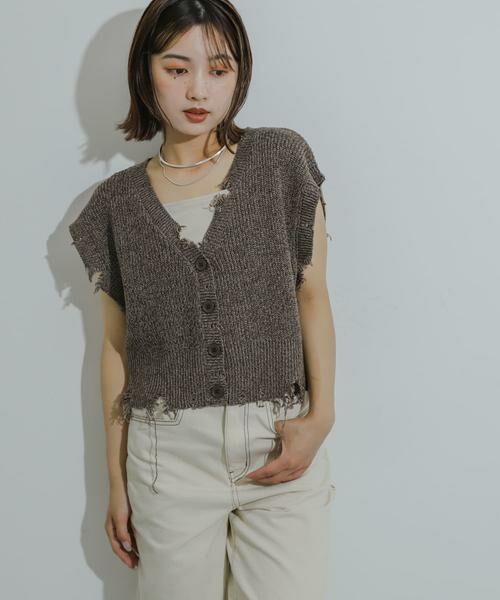 SENSE OF PLACE by URBAN RESEARCH / センスオブプレイス バイ アーバンリサーチ ベスト | ダメージニットベスト | 詳細7