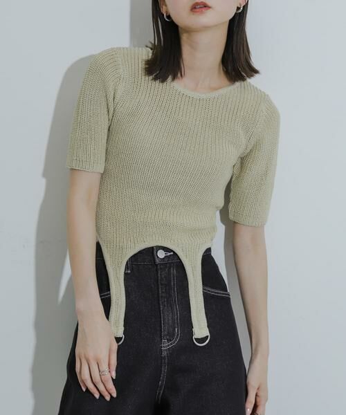 SENSE OF PLACE by URBAN RESEARCH/センスオブプレイス バイ アーバンリサーチ ガーターデザインセーター(5分袖) ベージュ one SENSE OF PLACE by URBAN RESEARCH/センスオブプレイス バイ アーバンリサーチ ガーターデザインセーター(5分袖) ベージュ one