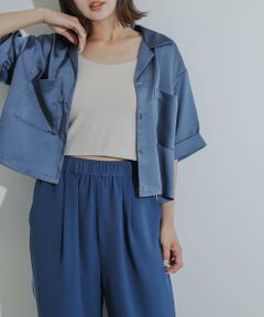 SENSE OF PLACE by URBAN RESEARCH / センスオブプレイス バイ アーバンリサーチ シャツ・ブラウス | サテンオープンカラークロップドシャツ