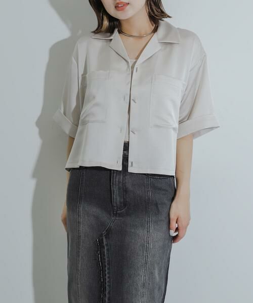 SENSE OF PLACE by URBAN RESEARCH / センスオブプレイス バイ アーバンリサーチ シャツ・ブラウス | サテンオープンカラークロップドシャツ | 詳細24