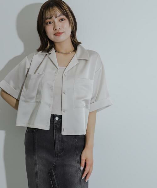 SENSE OF PLACE by URBAN RESEARCH / センスオブプレイス バイ アーバンリサーチ シャツ・ブラウス | サテンオープンカラークロップドシャツ | 詳細26