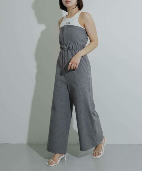 SENSE OF PLACE by URBAN RESEARCH / センスオブプレイス バイ アーバンリサーチ サロペット・オールインワン | ベルトツキベアパンツ(グレー)