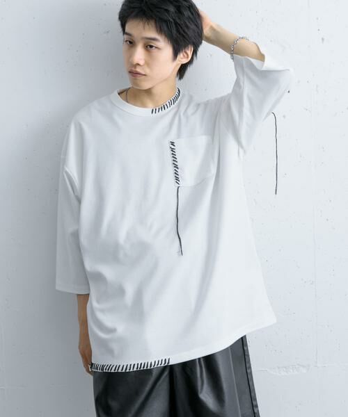 SENSE OF PLACE by URBAN RESEARCH / センスオブプレイス バイ アーバンリサーチ Tシャツ | ハンドステッチルーズTシャツ(ホワイト)