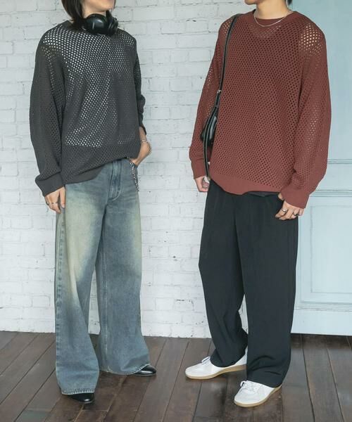 SENSE OF PLACE by URBAN RESEARCH / センスオブプレイス バイ アーバンリサーチ ニット・セーター | 『洗濯可』シアーメッシュクルーネックニット | 詳細10
