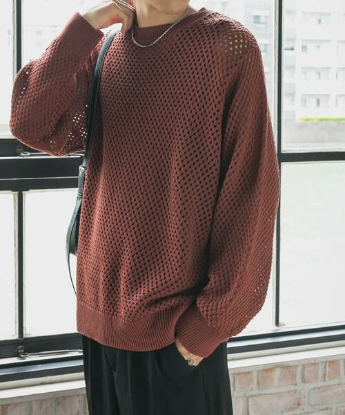 SENSE OF PLACE by URBAN RESEARCH / センスオブプレイス バイ アーバンリサーチ ニット・セーター | 『洗濯可』シアーメッシュクルーネックニット | 詳細2