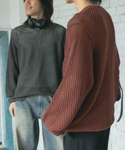 SENSE OF PLACE by URBAN RESEARCH / センスオブプレイス バイ アーバンリサーチ ニット・セーター | 『洗濯可』シアーメッシュクルーネックニット | 詳細5