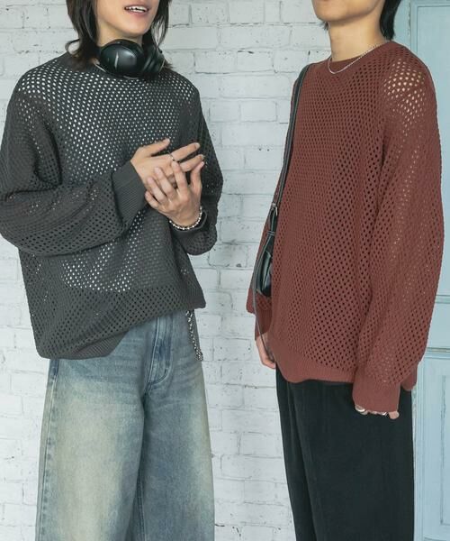 SENSE OF PLACE by URBAN RESEARCH / センスオブプレイス バイ アーバンリサーチ ニット・セーター | 『洗濯可』シアーメッシュクルーネックニット | 詳細6
