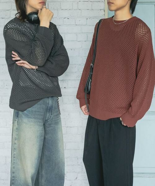 SENSE OF PLACE by URBAN RESEARCH / センスオブプレイス バイ アーバンリサーチ ニット・セーター | 『洗濯可』シアーメッシュクルーネックニット | 詳細7