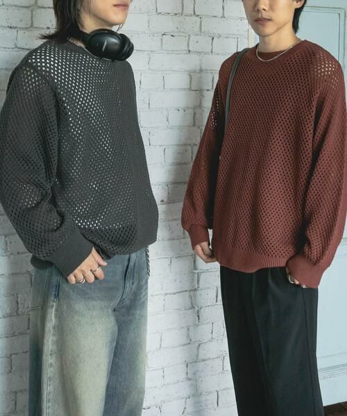 SENSE OF PLACE by URBAN RESEARCH / センスオブプレイス バイ アーバンリサーチ ニット・セーター | 『洗濯可』シアーメッシュクルーネックニット | 詳細8
