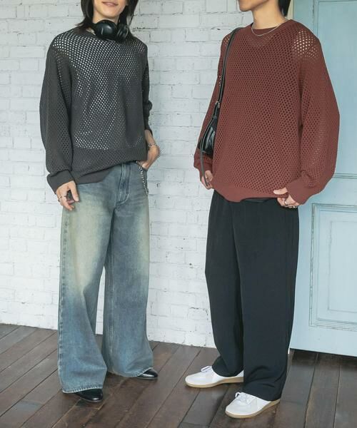 SENSE OF PLACE by URBAN RESEARCH / センスオブプレイス バイ アーバンリサーチ ニット・セーター | 『洗濯可』シアーメッシュクルーネックニット | 詳細9