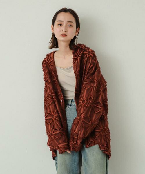 SENSE OF PLACE by URBAN RESEARCH / センスオブプレイス バイ アーバンリサーチ シャツ・ブラウス | フリンジジャガードレギュラーカラーシャツ(レッド)