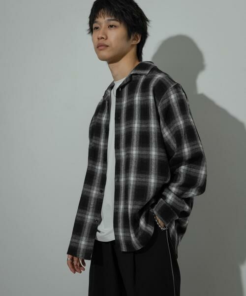 SENSE OF PLACE by URBAN RESEARCH / センスオブプレイス バイ アーバンリサーチ シャツ・ブラウス | オンブレーチェックシャツ(ブラック)