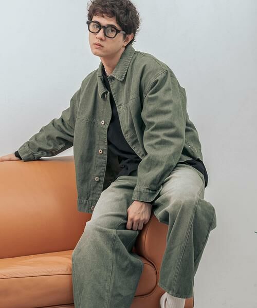 SENSE OF PLACE by URBAN RESEARCH / センスオブプレイス バイ アーバンリサーチ Gジャン・デニムジャケット | 『セットアップ対応』ツイストデニムジャケット(グリーン)