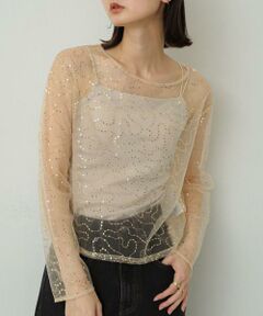 SENSE OF PLACE by URBAN RESEARCH / センスオブプレイス バイ アーバンリサーチ Tシャツ | スパンコールチュールトップ