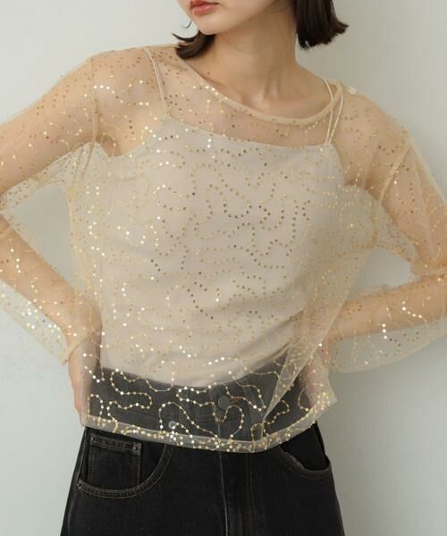 SENSE OF PLACE by URBAN RESEARCH / センスオブプレイス バイ アーバンリサーチ Tシャツ | スパンコールチュールトップ | 詳細8