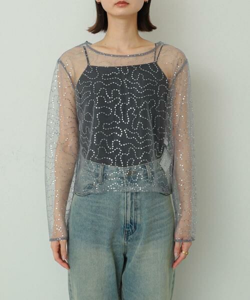 SENSE OF PLACE by URBAN RESEARCH / センスオブプレイス バイ アーバンリサーチ Tシャツ | スパンコールチュールトップ | 詳細17