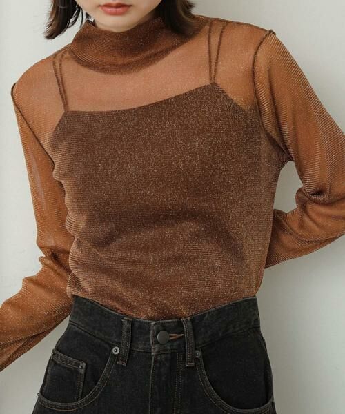 SENSE OF PLACE by URBAN RESEARCH / センスオブプレイス バイ アーバンリサーチ Tシャツ | ラメシアーハイネックトップ | 詳細4