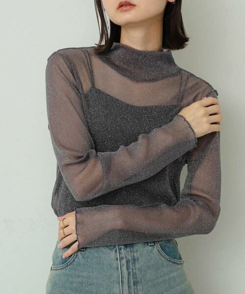 SENSE OF PLACE by URBAN RESEARCH / センスオブプレイス バイ アーバンリサーチ Tシャツ | ラメシアーハイネックトップ | 詳細12