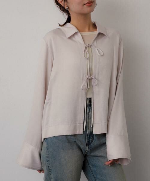 SENSE OF PLACE by URBAN RESEARCH/センスオブプレイス バイ アーバンリサーチ サテンリボンディテールブラウス ライトベージュ one