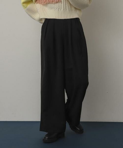 SENSE OF PLACE by URBAN RESEARCH / センスオブプレイス バイ アーバンリサーチ その他パンツ | ダブルベルトスラックスワイドパンツ(ブラック)