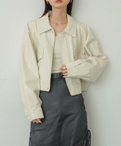 SENSE OF PLACE by URBAN RESEARCH / センスオブプレイス バイ アーバンリサーチ ブルゾン | クロップドレザーライクブルゾン