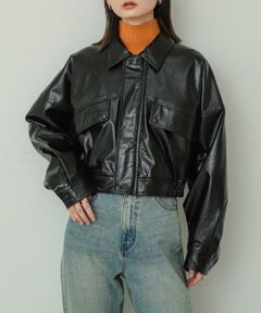 SENSE OF PLACE by URBAN RESEARCH / センスオブプレイス バイ アーバンリサーチ ブルゾン | クロップドレザーライクブルゾン