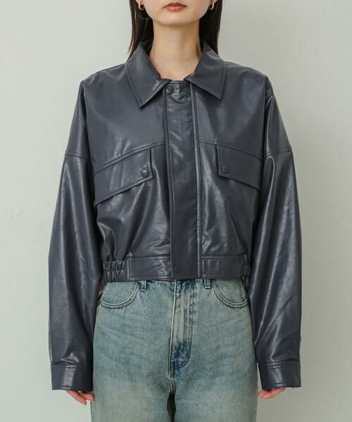 SENSE OF PLACE by URBAN RESEARCH / センスオブプレイス バイ アーバンリサーチ ブルゾン | クロップドレザーライクブルゾン | 詳細11